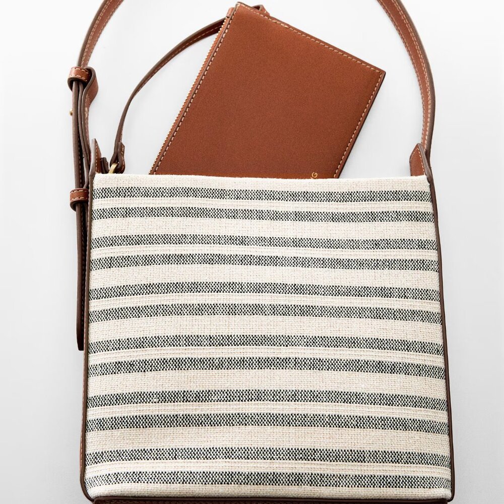 Mango Stripe Printed Shopper Bag/NWT - Picture 5 of 14